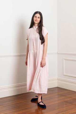 Garment Dyed Silk Shirt Dress - Pale Pink