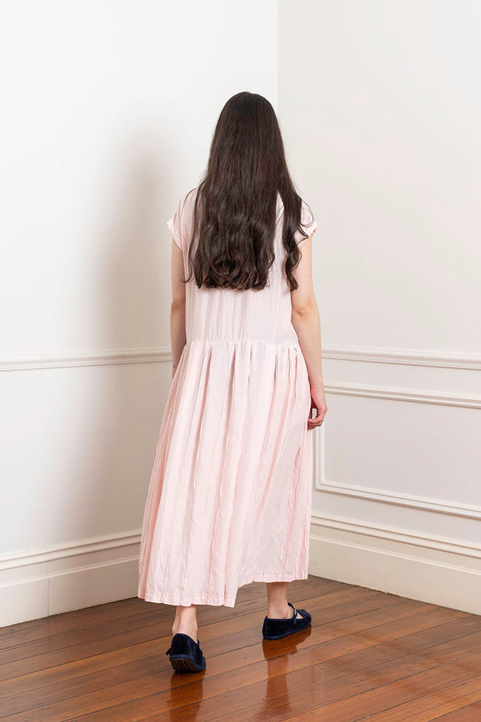 Garment Dyed Silk Shirt Dress - Pale Pink