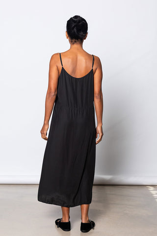 Garment Dyed Silk Slip Dress - Black