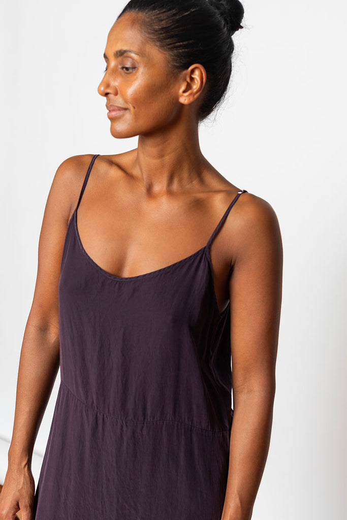 Garment Dyed Silk Slip Dress - Deep Purple