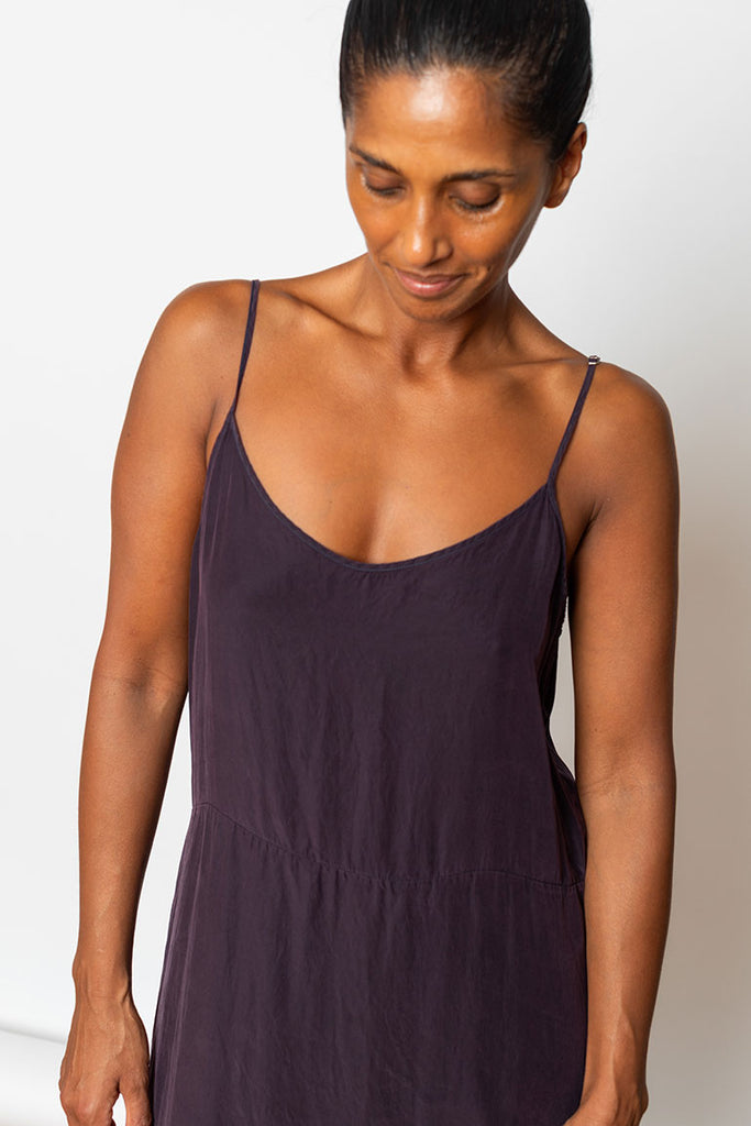 Garment Dyed Silk Slip Dress - Deep Purple