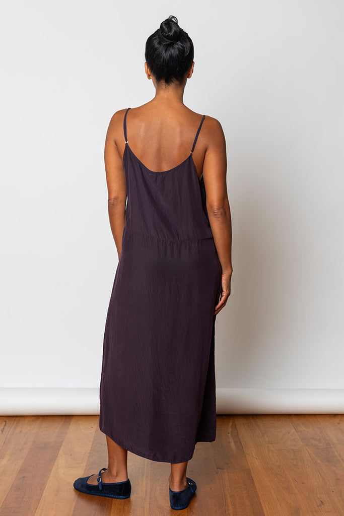 Garment Dyed Silk Slip Dress - Deep Purple