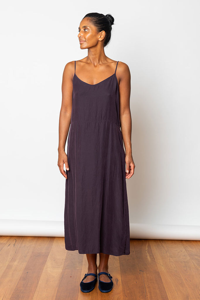 Garment Dyed Silk Slip Dress - Deep Purple