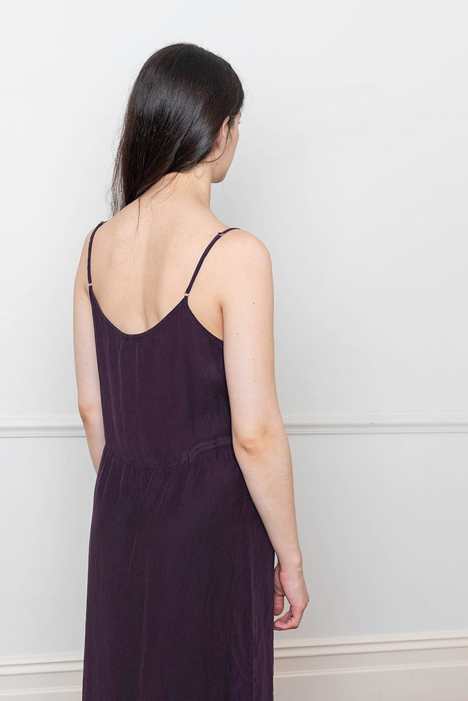 Garment Dyed Silk Slip Dress - Deep Purple