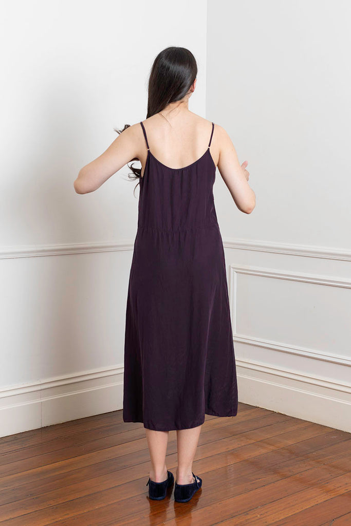 Garment Dyed Silk Slip Dress - Deep Purple