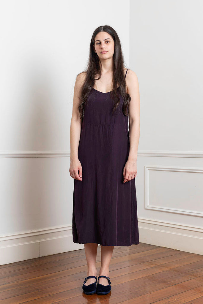 Garment Dyed Silk Slip Dress - Deep Purple