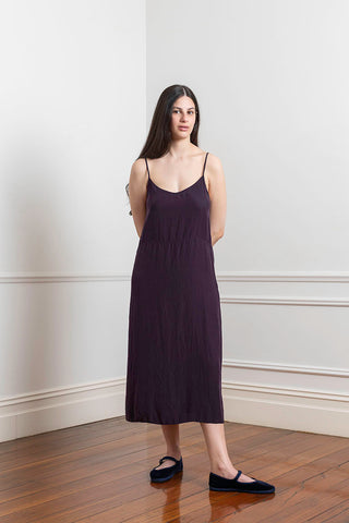 Garment Dyed Silk Slip Dress - Deep Purple