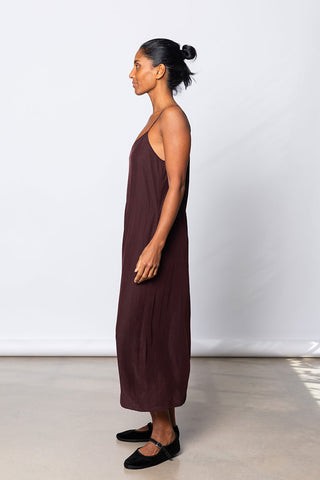 Garment Dyed Silk Slip Dress - Pecan