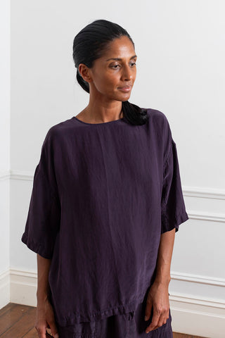 Garment Dyed Silk T-Shirt - Deep Purple