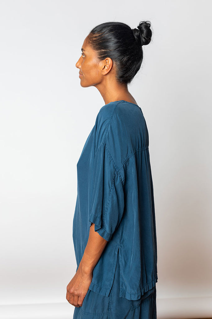 Garment Dyed Silk T-Shirt - Indigo