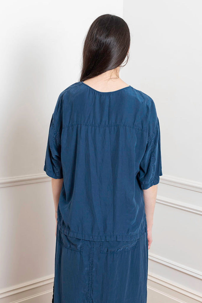 Garment Dyed Silk T-Shirt - Indigo