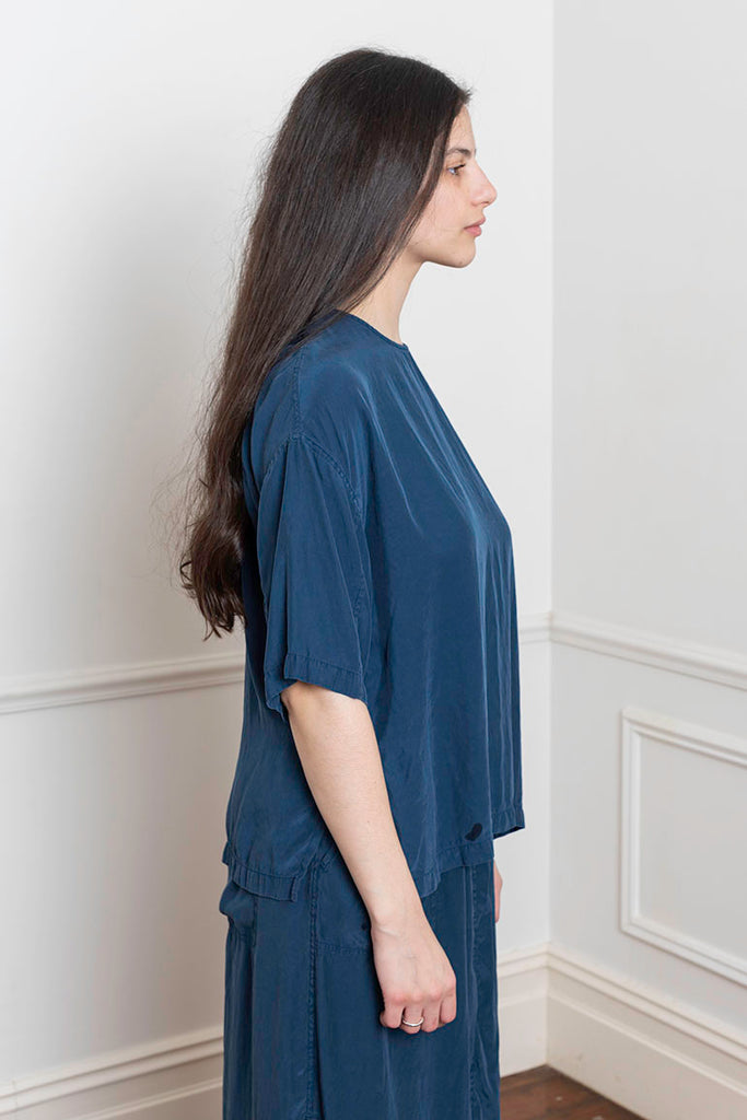 Garment Dyed Silk T-Shirt - Indigo