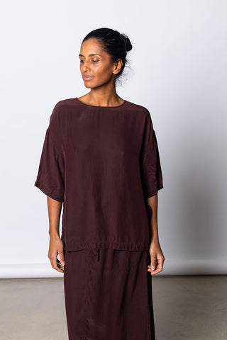 Garment Dyed Silk T-Shirt - Pecan