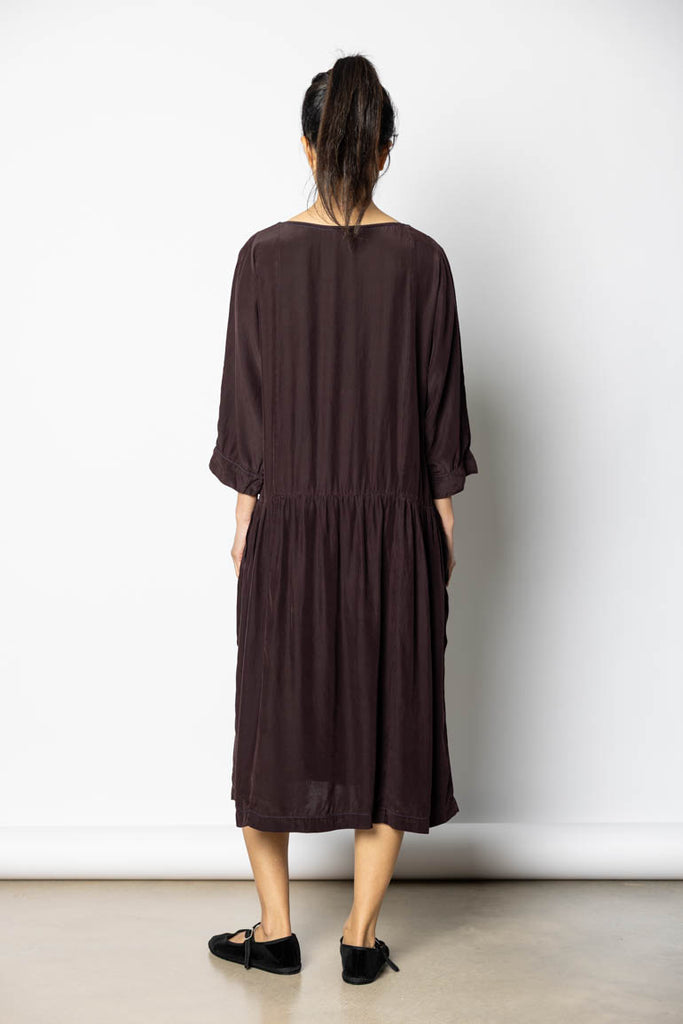 Garment Dyed Silk Drop Waist Dress - Pecan