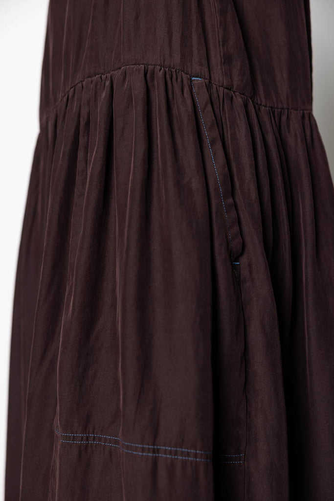 Garment Dyed Silk Drop Waist Dress - Pecan