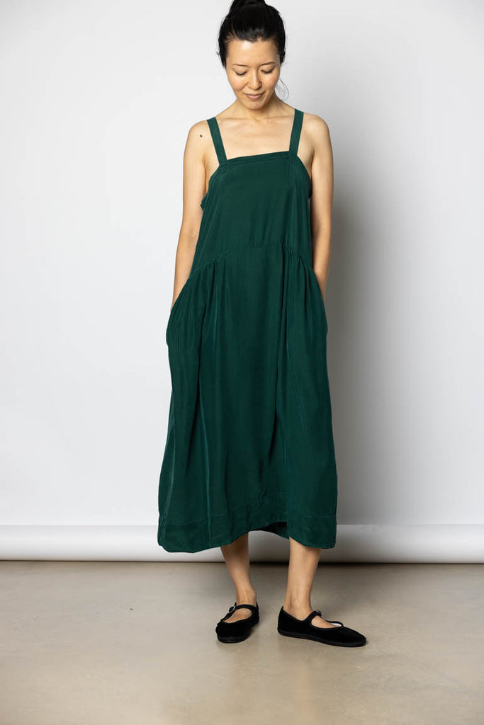 Garment Dyed Silk French Slip Dress - Jungle