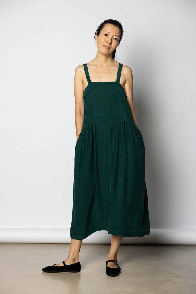 Garment Dyed Silk French Slip Dress - Jungle