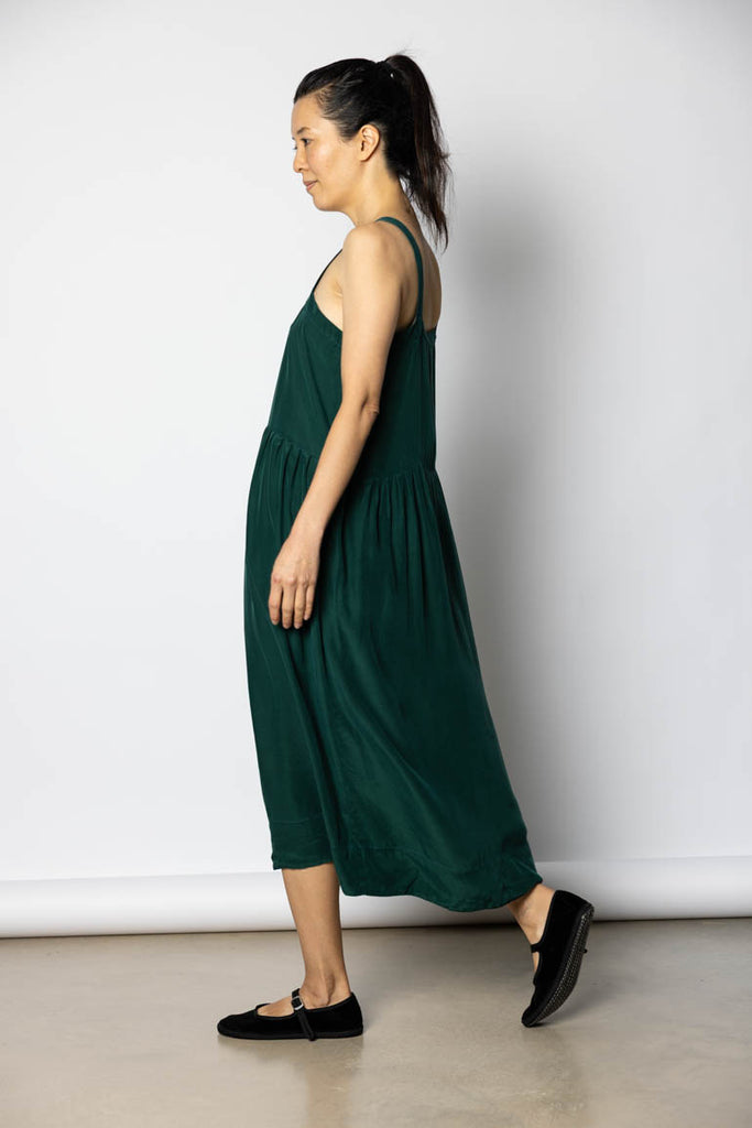 Garment Dyed Silk French Slip Dress - Jungle
