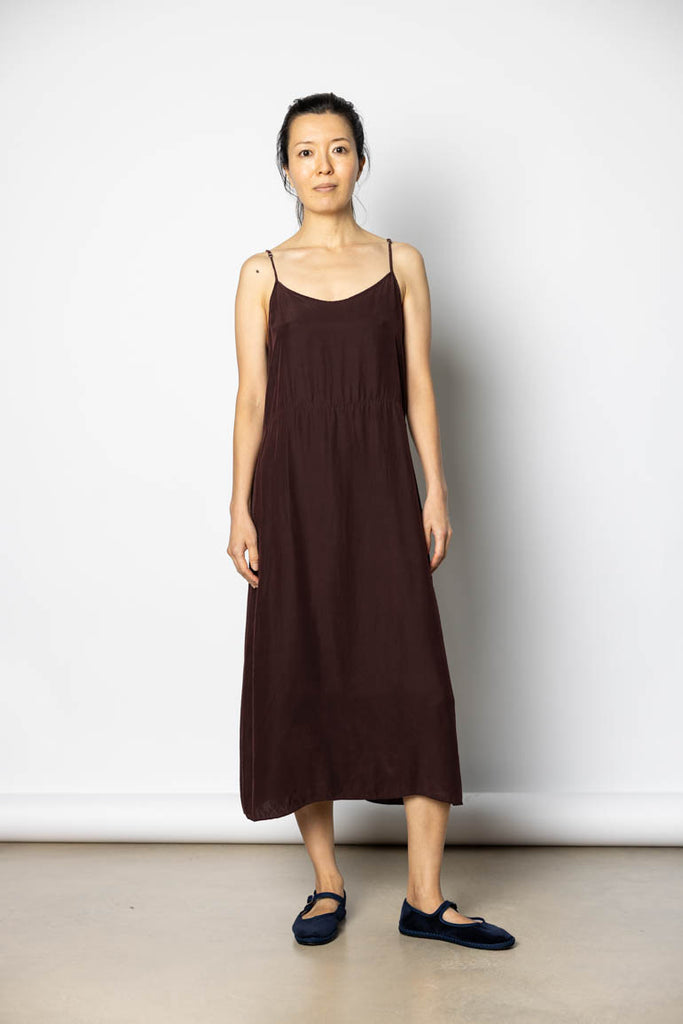 Garment Dyed Silk Slip Dress - Pecan