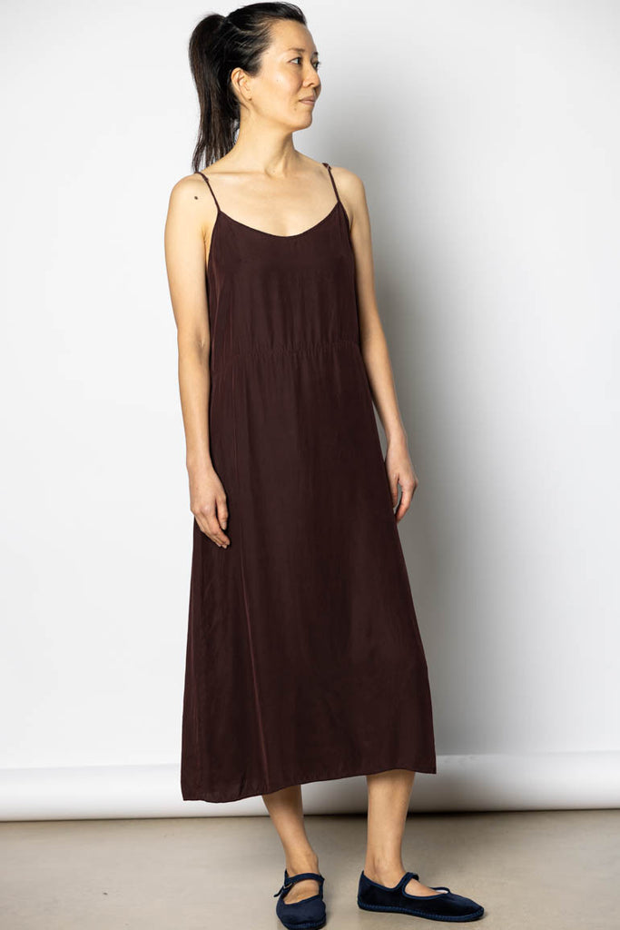 Garment Dyed Silk Slip Dress - Pecan
