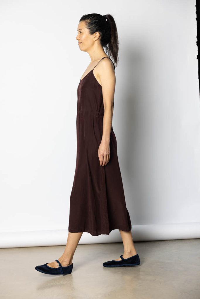 Garment Dyed Silk Slip Dress - Pecan