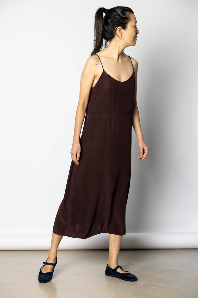 Garment Dyed Silk Slip Dress - Pecan