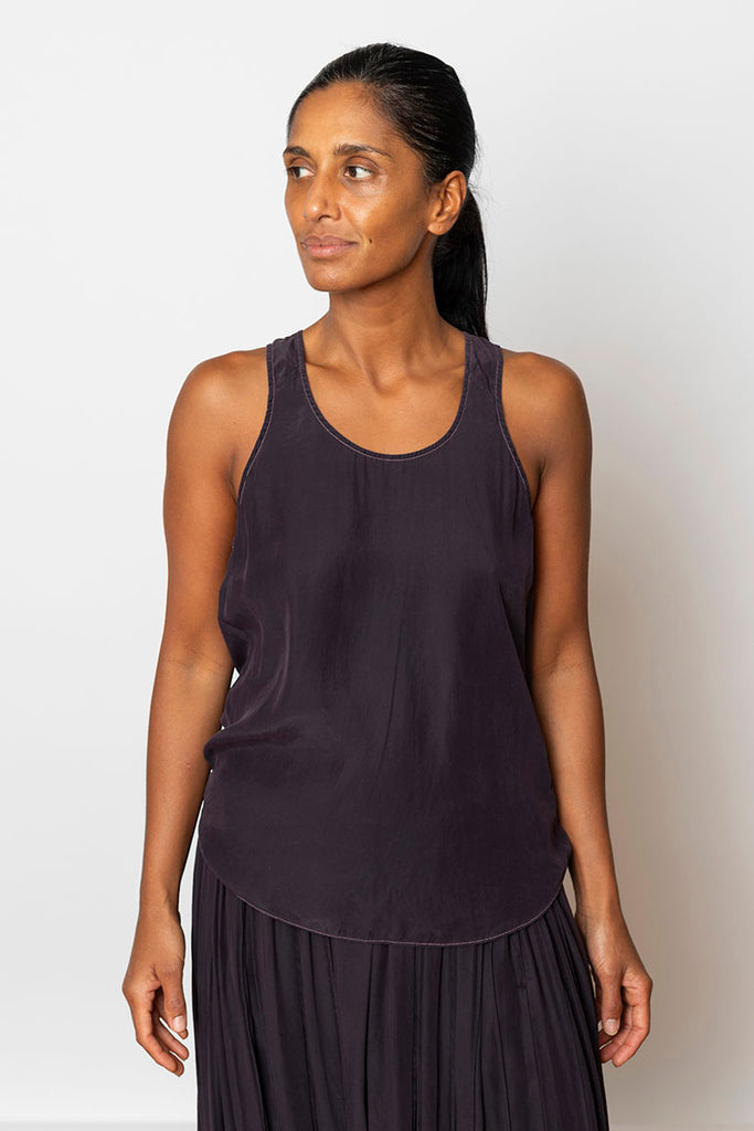 Garment Dyed Silk Tank - Deep Purple