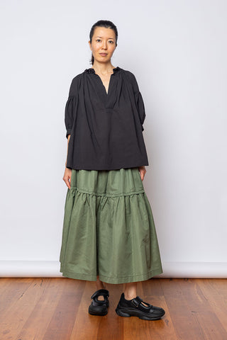 Gathered Pop Over Blouse - Black