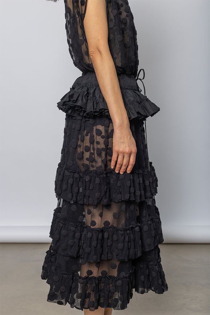 Georgie Ruffled Cotton Belt - Black