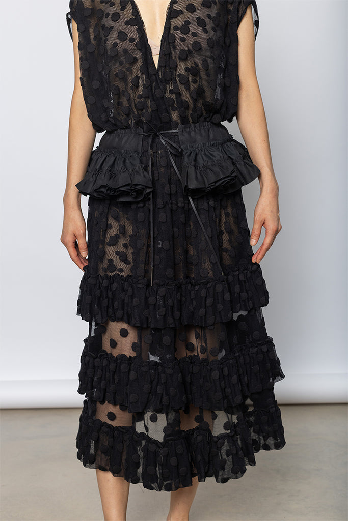 Georgie Ruffled Cotton Belt - Black