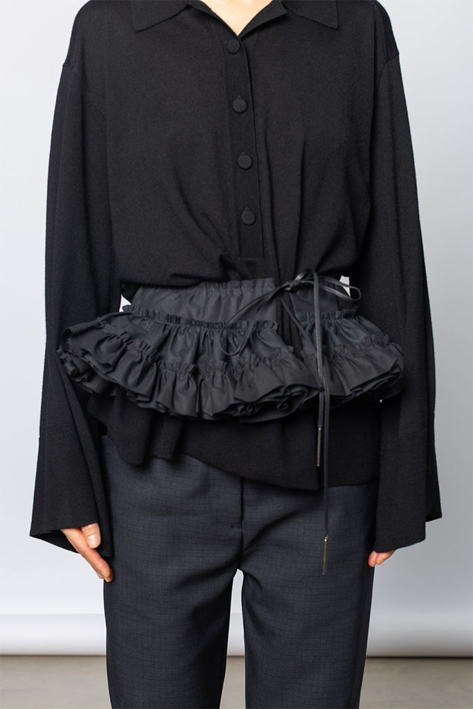 Georgie Ruffled Cotton Belt - Black