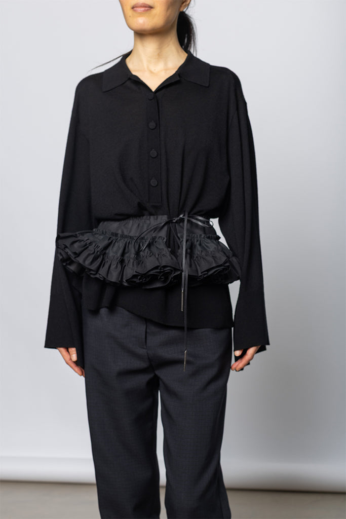 Georgie Ruffled Cotton Belt - Black