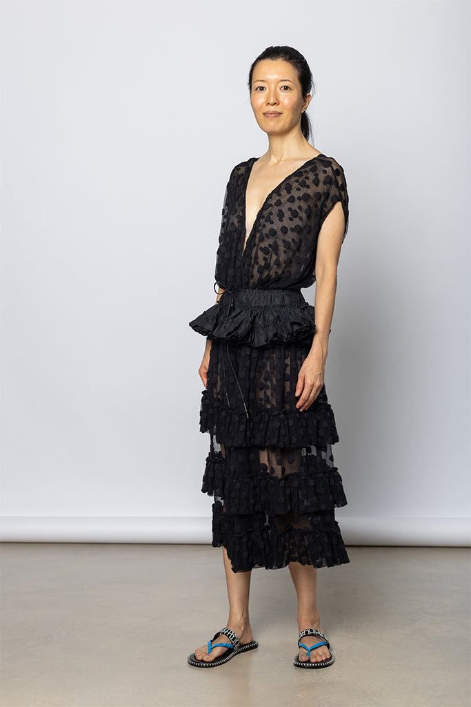 Georgie Ruffled Cotton Belt - Black