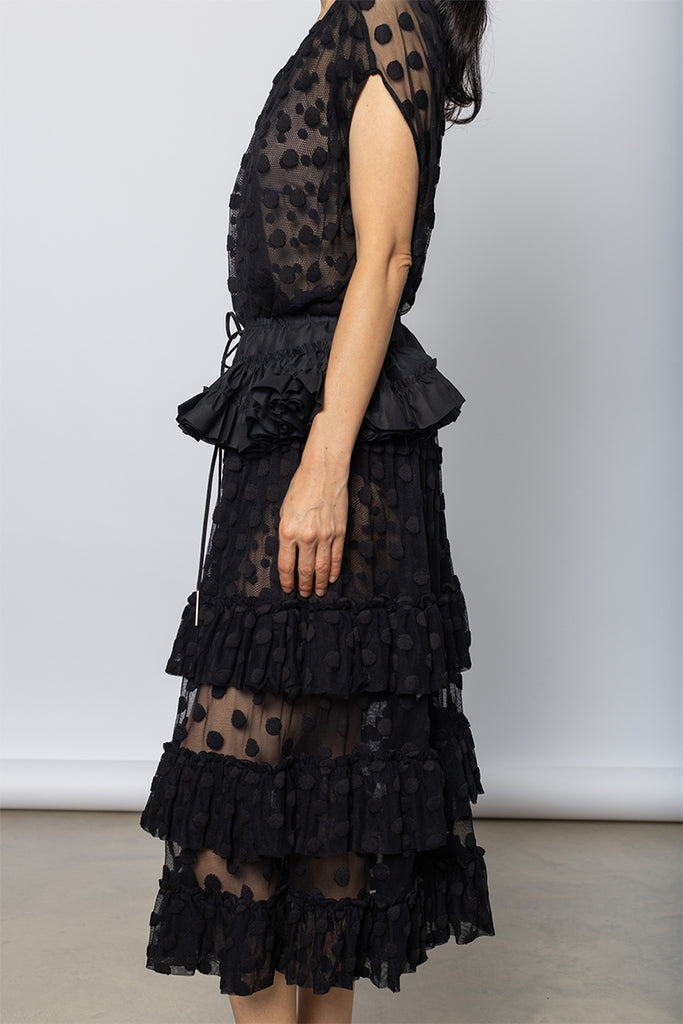 Georgie Ruffled Cotton Belt - Black