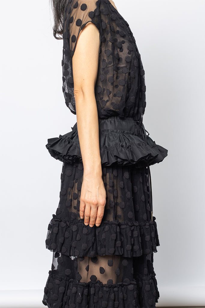 Georgie Ruffled Cotton Belt - Black