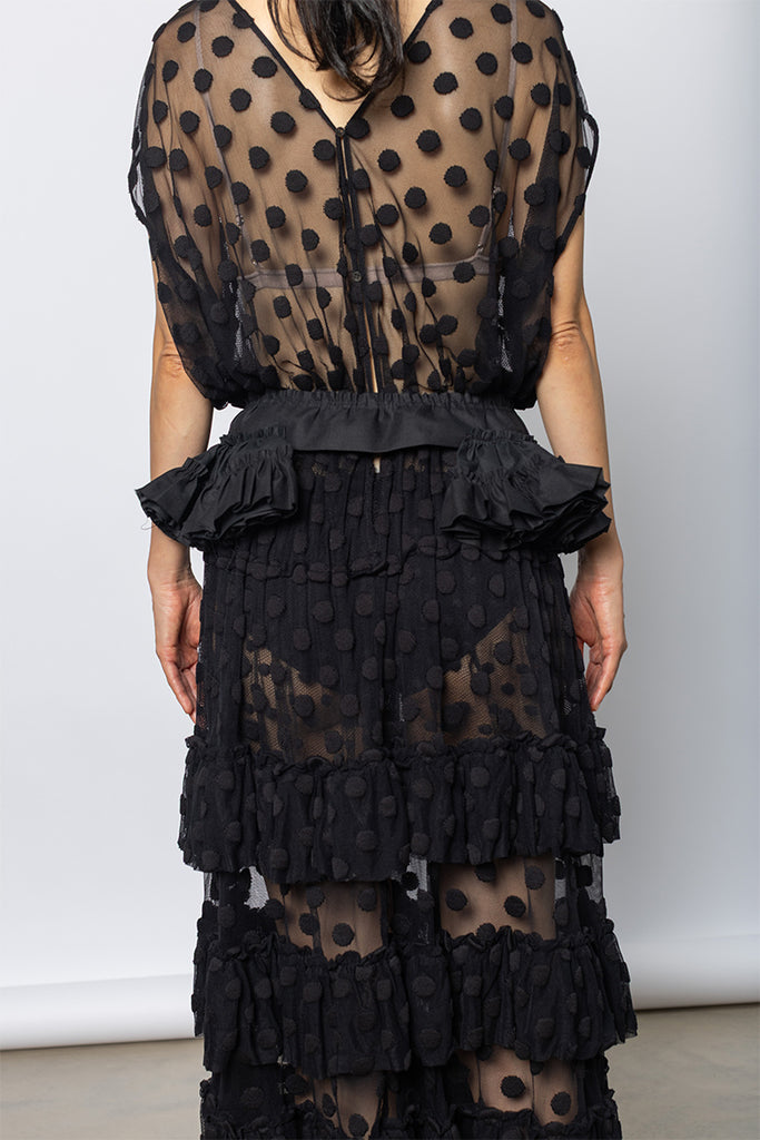 Georgie Ruffled Cotton Belt - Black