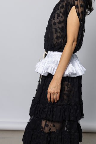 Georgie Ruffled Cotton Belt - White