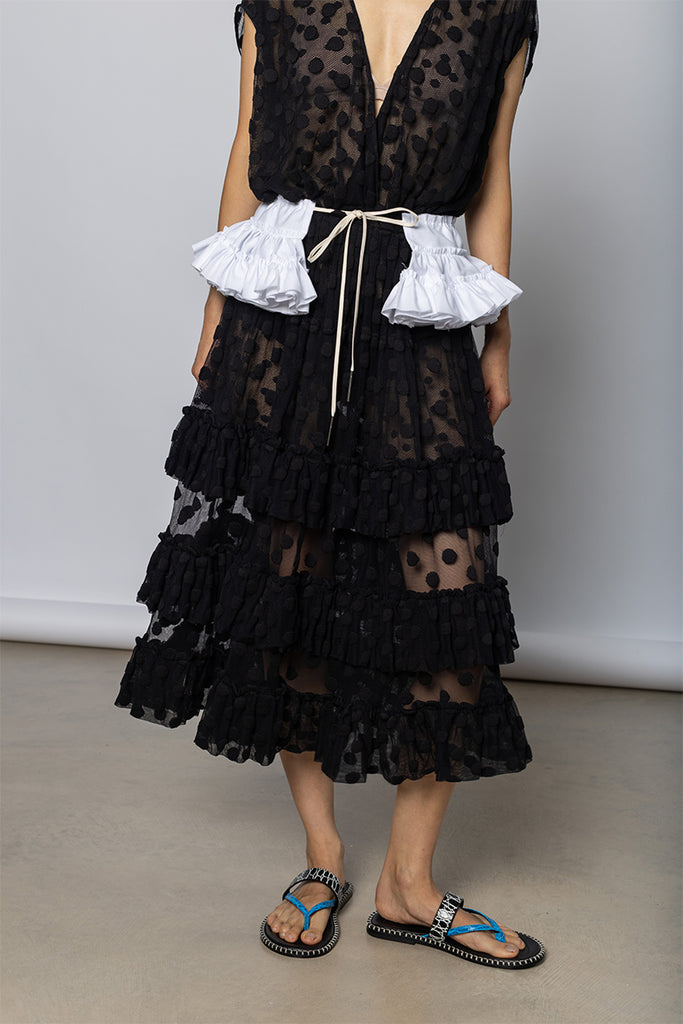 Georgie Ruffled Cotton Belt - White