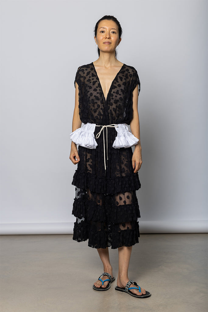 Georgie Ruffled Cotton Belt - White