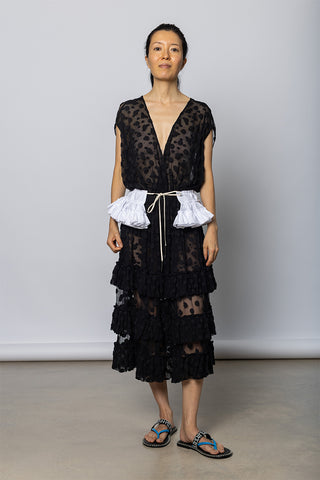 Georgie Ruffled Cotton Belt - White