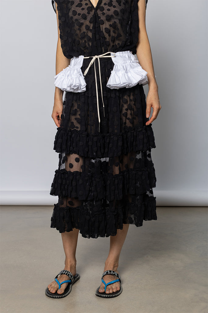 Georgie Ruffled Cotton Belt - White