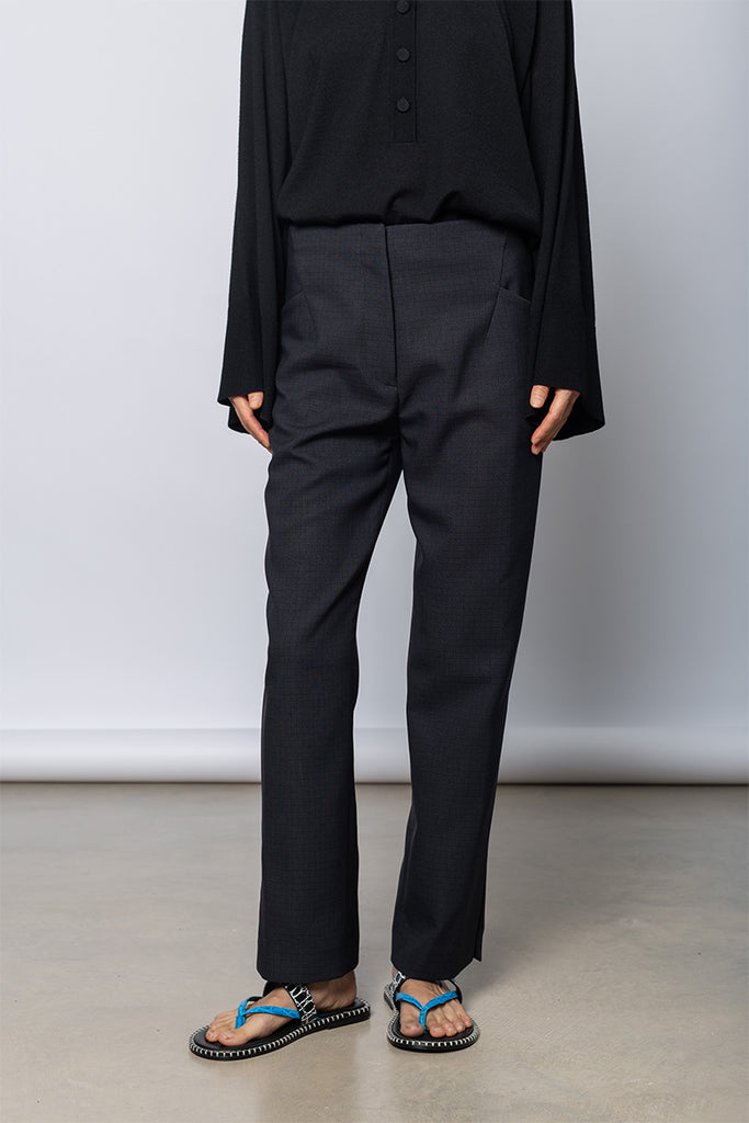 Gingham Posy Pants - Midnight