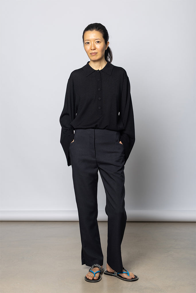 Gingham Posy Pants - Midnight