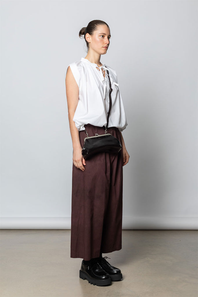 Glossy Leather Curvy Bag - Brown
