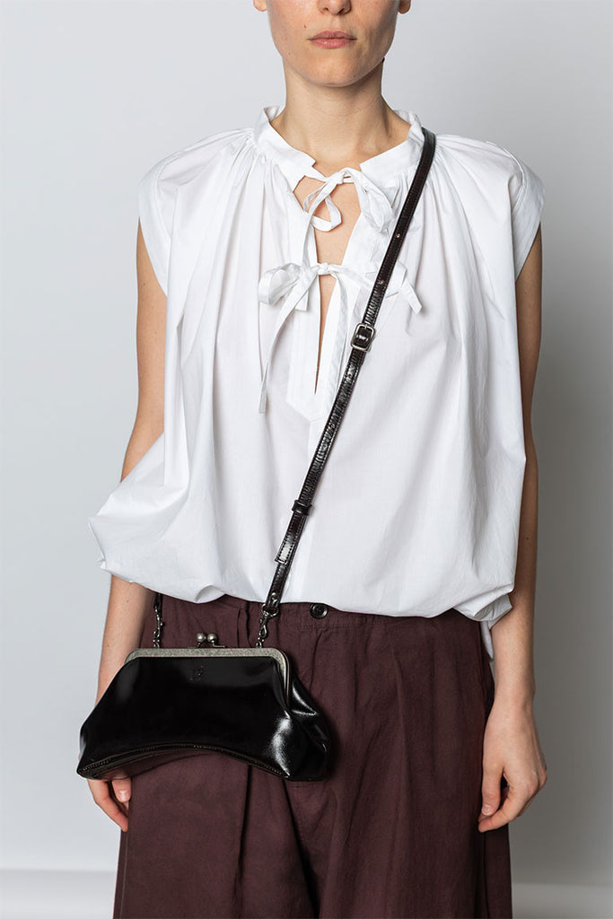 Glossy Leather Curvy Bag - Brown