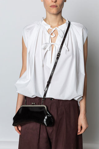 Glossy Leather Curvy Bag - Brown