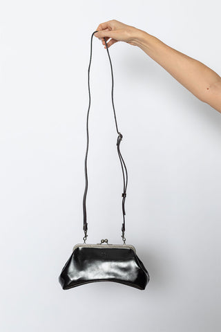 Glossy Leather Curvy Bag - Brown