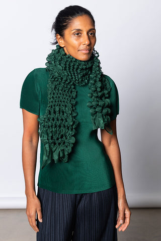 Grainy Dots Shibori Scarf - Dark Green