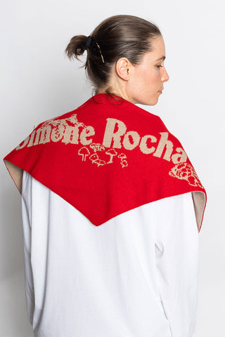 Graphic Logo Knit Neckerchief - Red/Oatmeal
