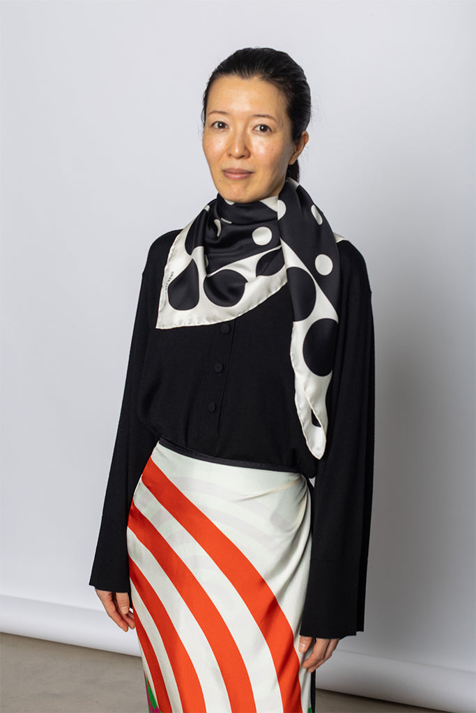 Graphic Silk Scarf - Black/White